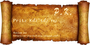 Pritz Kötöny névjegykártya
